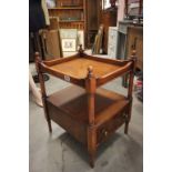 Mahogany Low Side Table with Gallery Top over Shelf with Drawer below