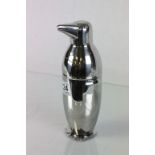 A Silver plated cocktail shaker in the form of a penguin