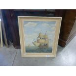 Chas H. Hauge oil board The Mayflower II escorted by Naval Barque