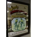 Two vintage pub advertising mirrors to include; Lambert & Butler, Louisiana Steamboat Company
