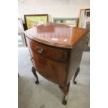 1920's / 30's Walnut Bow Fronted Bedside Cabinet