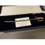 Boxed Wilkinson Sword letter opener in the form of a Napoleonic Sabre