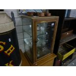 Wooden & glass display cabinet with two interior glass shelves