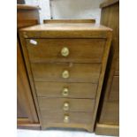 Early 20th century Oak Small Chest of Five Drawers, each drawer with dividers