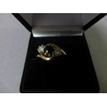 9ct gold diamond and sapphire ladies dress ring