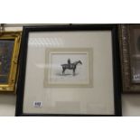 1844 signed pen and ink study of a distinguished gentleman on horseback