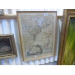 Framed and Glazed French Map of ' En Amerique '