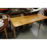 Victorian Pine Kiitchen Table with Small Drop Flaps and Drawer to end