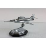 Vintage Chrome Table Lighter in the form of a Fighter Jet Airplane