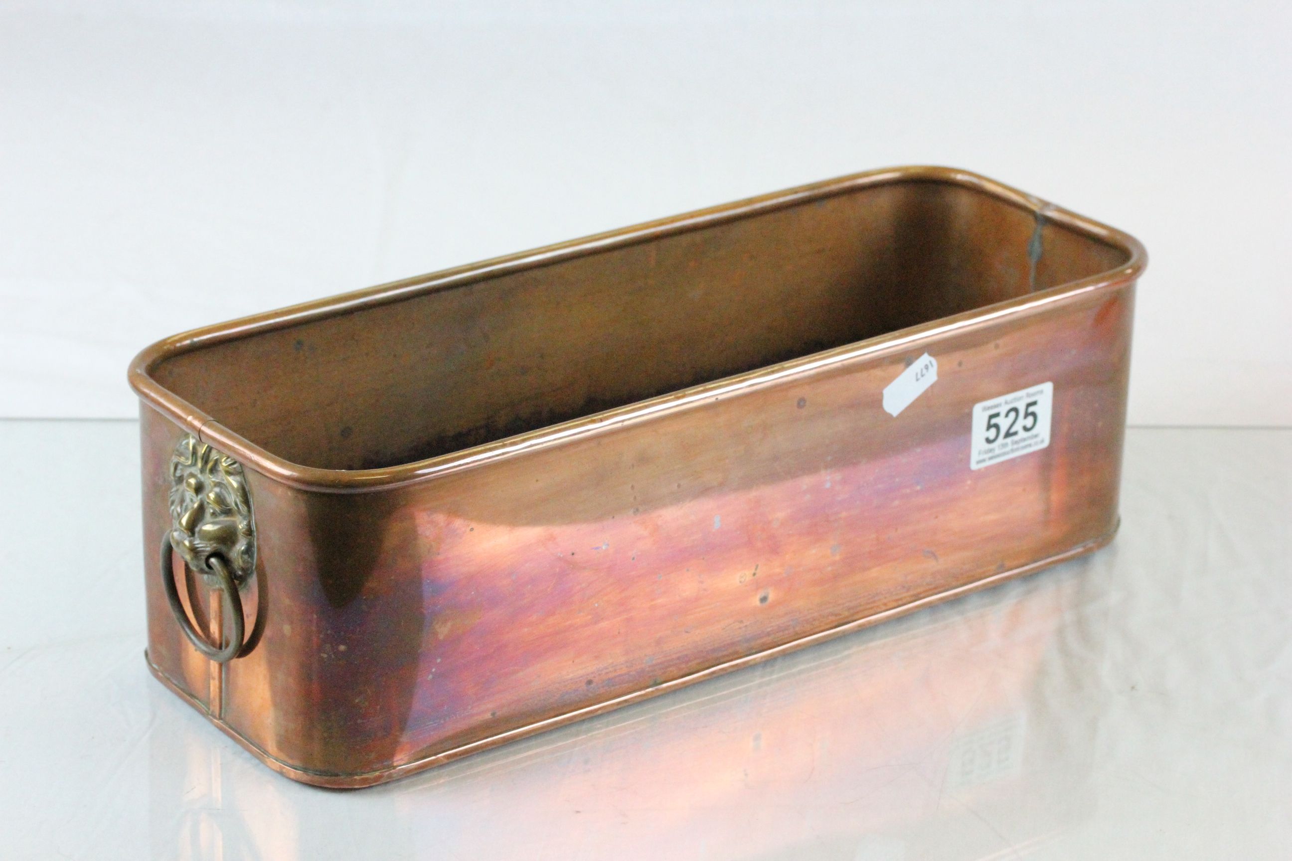 Copper Planter with Brass Lion Mask Handles