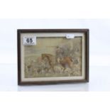 Hand coloured framed & glazed hunting print