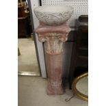 Large Plaster Corinthian Column Stand together with a Shallow Bowl