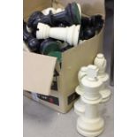 Large painted wooden chess set for the garden