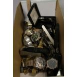 Box of vintage quartz & mechanical wristwatches