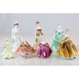 Seven vintage Coalport figurines