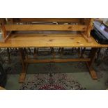 Pine Trestle Style Kitchen Table with Pair of Matching Pine Trestle Style Benches