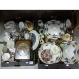 Two trays of vintage ceramics to include Oriental