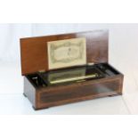 Large Swiss wooden cased music box with 12 Airs