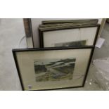 Set of five Tim Howes framed fish prints limited edition.