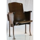 Vintage 1930's/40's Wooden Folding Cinema Chair on Iron Legs