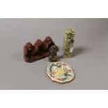Mixed Oriental items to include; three wise monkeys, soapstone etc