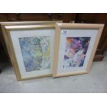 Two framed and glazed watercolours: Ross Morton 'Snowy Woods' and S Andrews 'Changing Seasons'