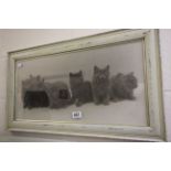 Vintage framed photographic print of seven kittens