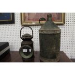 Vintage Railways Lamp and a ' Harrods Ltd 128 ' Petrol Can