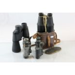 Four vintage pairs of binoculars to include Zeiss
