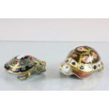 Two Royal Crown Derby Tortoise paperweights with gold stoppers, to include; Terrapin & The Yorkshire