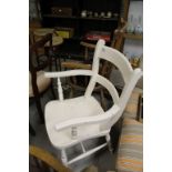 Victorian White Painted Kitchen Elbow Chair