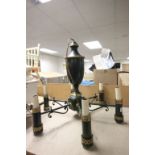 Green Toleware Six Branch Central Light Fitting