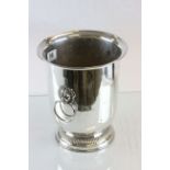 Silver Plated Ice Bucket / Wine Cooler with Lion Mask and Ring Handles