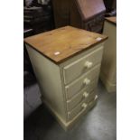 A painted pine four drawer chest