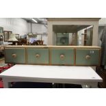 Pine Part Painted Single Bank of Four Drawers