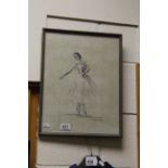 Pastel of a ballerina indistinctly signed