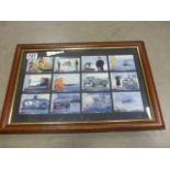 Framed and Glazed Set of Twenty Four James Bond 007 Collectors Cards (12 each side)