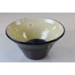 Dairy Bowl with Brown, Cream and Blue Glaze