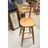 Pine Tall Bar Chair