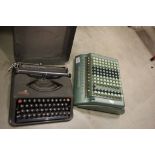Retro Sumlock Adding Machine plus Cased Empire Typewriter