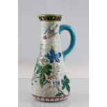 A Longwy 1920/30s jug with bird and leaf decoration impressed mark