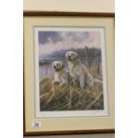 Framed and Glazed Limited Edition Signed Print of Two Golden Retrievers, no. 33/500
