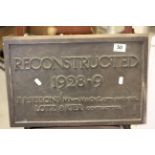Large Bronze plaque from Bath Toll Bridge reconstruction works 1928 - 29, believed to be one of only