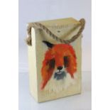 Heavy Wooden Hand Painted Fox Doorstop with Rope Handle