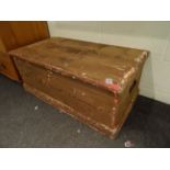 Victorian Pine Blanket Box with Iron Handles