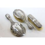 Three piece hallmarked silver dressing table set