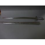 Chrome plated French 1866 pattern ceremonial Chassepot bayonet & scabbard marked "St Etienne 1872"