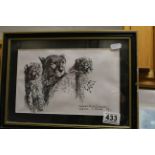 A pair of framed Olsen Edwards african prints Cheetahs and and leopard.