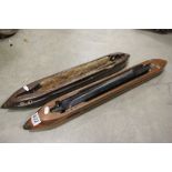 Two Vintage Wooden Loom Shuttles