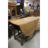 Oak Gate-leg Table with Oval Flaps and Barley-twist Legs